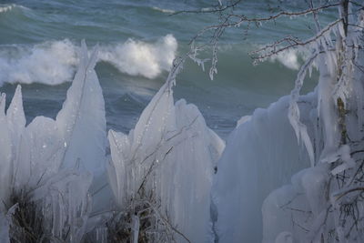 Panoramic shot of frozen sea