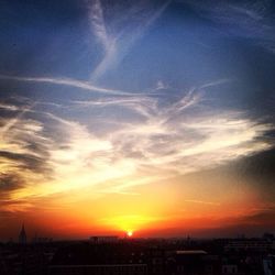 View of cityscape at sunset