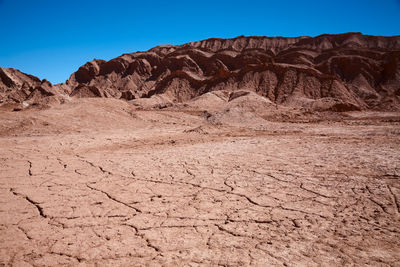 Scenic view of desert against clear sky