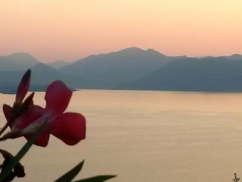 Scenic view of mountains at sunset