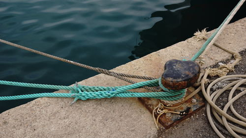 Close-up of rope on boat