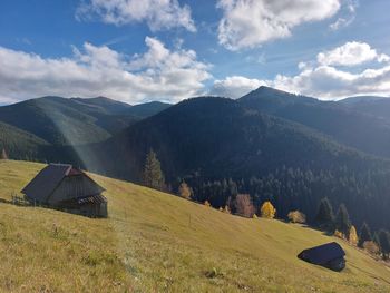 Scenic view of mountains against sky