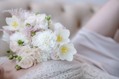 Close-up of white flower bouquet