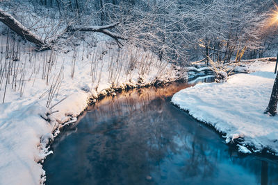 Scenic view of frozen lake during winter