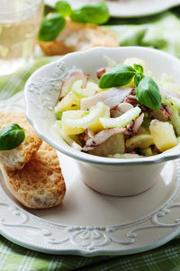 Close-up of meal served in plate