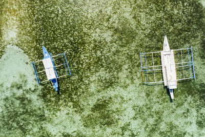 High angle view of lifeguard hut on land