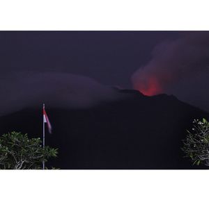 Close-up of mountain against sky at night