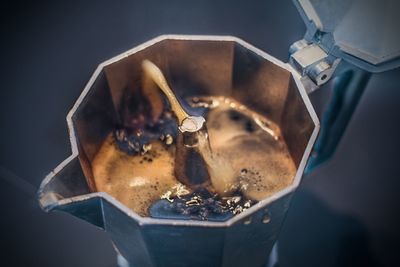 High angle view of coffee on table