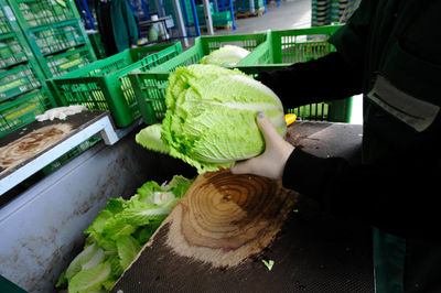 Midsection of person preparing food