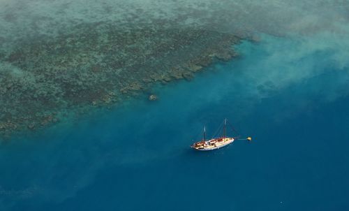 High angle view of boat in sea