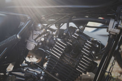 Close-up of motorcycle engine