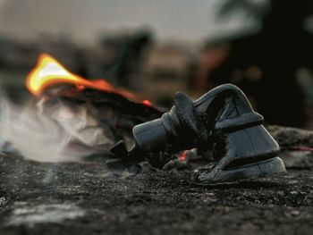 Close-up of fire burning outdoors