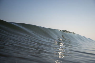 Close-up of water splashing against clear sky