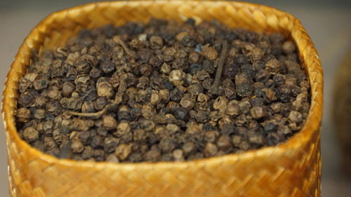 High angle view of coffee beans on table