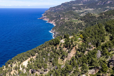 Scenic view from viewpoint mirador ricardo roco on a bay at the north coast of mallorca