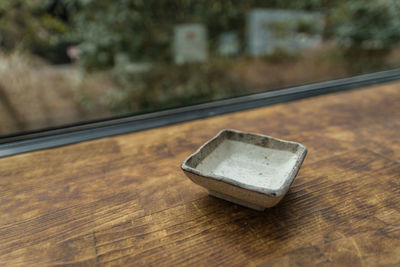 High angle view of coffee on table