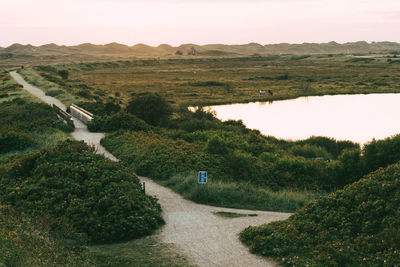 High angle view of landscape against sky