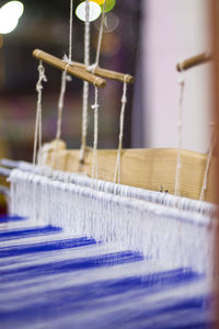 Rear view of woman exercising in swimming pool