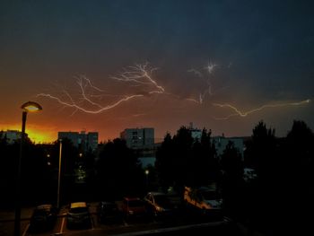 Panoramic view of illuminated city against sky at night