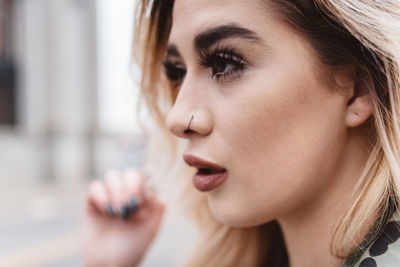 Close-up portrait of a beautiful young woman