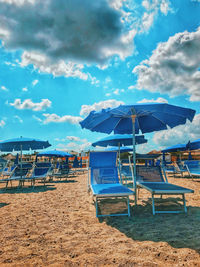 Deck chairs on beach