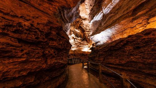 Low angle view of rock formations