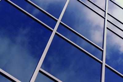 Low angle view of skylight against blue sky