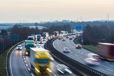 Germany, baden-wurttemberg, sindelfingen, traffic on a 81 at dusk