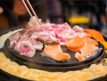 Close-up of meat in plate