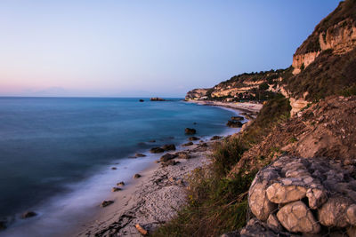 Scenic view of sea against clear sky