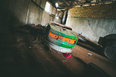 High angle view of abandoned wall