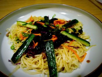 Close-up of food served in plate