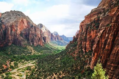 Panoramic view of rocky mountains against sky