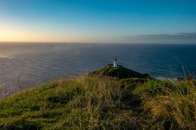 Scenic view of sea against clear sky