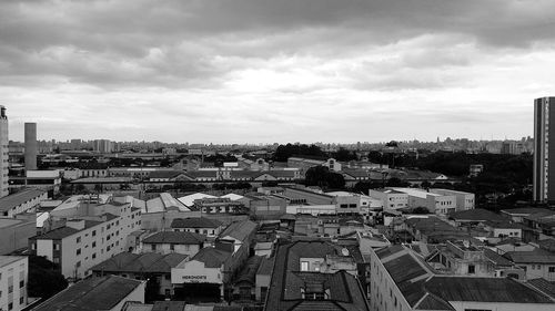 High angle view of townscape against sky