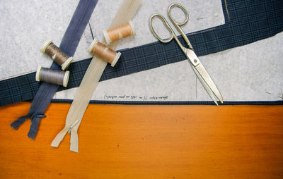 High angle view of pen on table