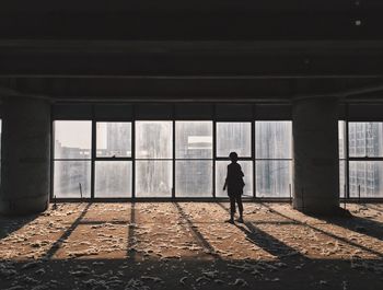 View of building through window