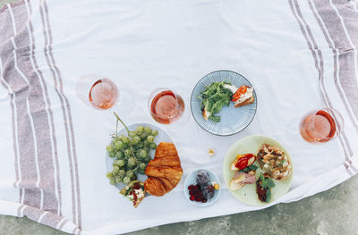 High angle view of fruits on table