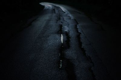 Close-up of snow covered road