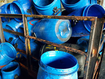 Blue containers in warehouse