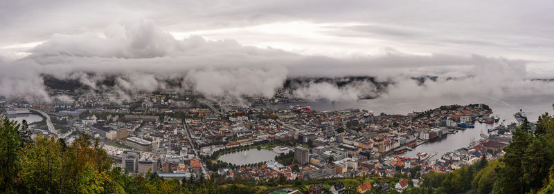 High angle view of townscape against sky