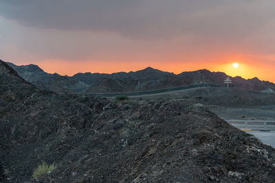 United arab emirates mountains view form wadi al qor to buraq dam highest place around 800 meters