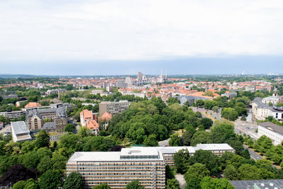 High angle view of townscape against sky