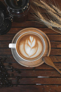 Directly above shot of cappuccino on table