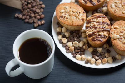 Close-up of coffee cup on table