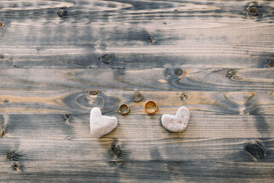 High angle view of heart shape on table