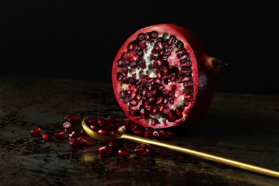 Close-up of red berries on table