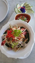 High angle view of meal served in plate