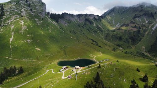 Panoramic view of a lake in the frans alphes.