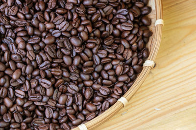 High angle view of coffee beans